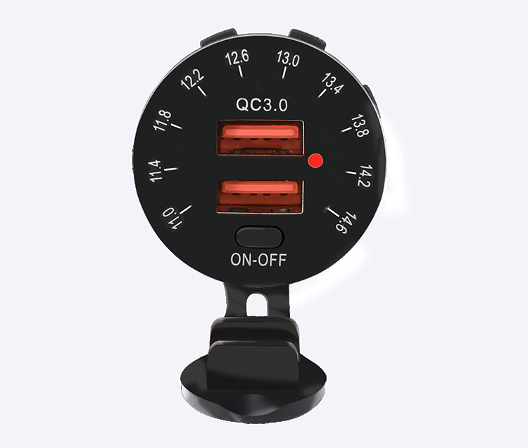 Kebidumei DC 12V - 24V 5V QC3.0 Dual USB Car Fast Charging Charger Socket With LED Voltmeter Display Wholesale Quick Delivery