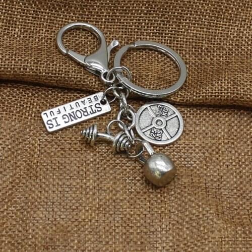 New Fashion Dumbbell Kettlebell ST Weightlifting, Sport, Gym Pendant Charm Keychain