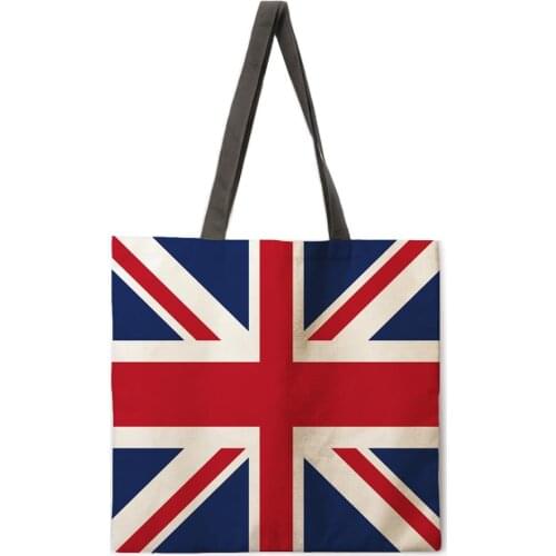 British flag of England linen shopping bag ladies shoulder bag foldable shopping bag beach tote bag