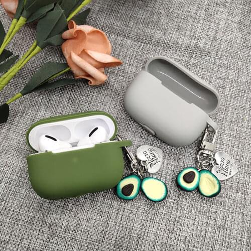 For AirPods Pro Case Silicone Earphone Cases Protect Cover For Airpods Pro 3 Accessorie With Cute Avocado Key Ring Anti-lost