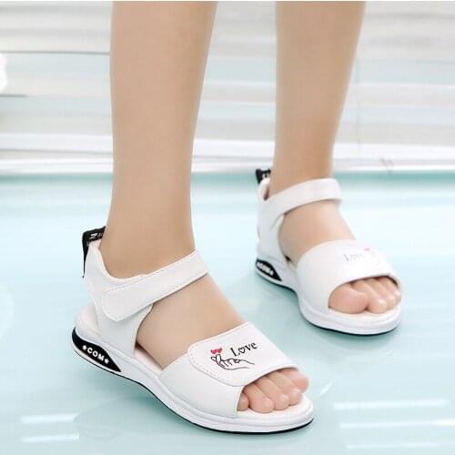 CN 27-37 black pink white 2019 fashion brand designer summer new Korean letter N girls sandals baby kids princess shoes