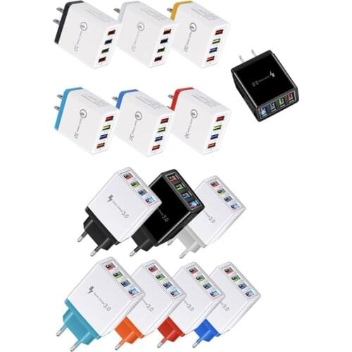 4 USB Port Colorful Charger Travel Charging Head Induction Charger USB Quick Mobile Phone Charger Phone Adapter