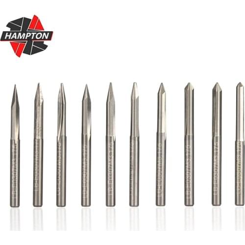 Hampton 2 Flutes V Shape Engraving Bits For Hardwood Tools 3.175mm Shank Carbide Straight V Cutting Milling Set