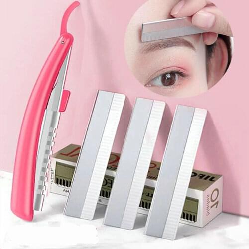 Eyebrow Blade,Eyebrow Razor - 10/20/30Pcs/Set Facial Sharp Stainless Steel Eyebrow Trimmer+Tool holder