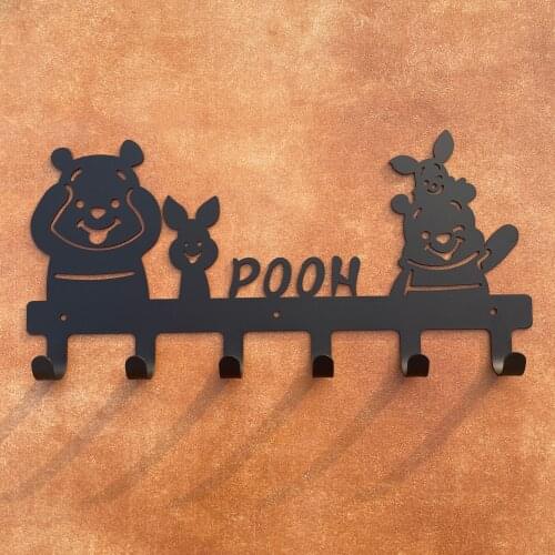 Cartoon Free Nail Hanger Children Room Decoration Clothes Metal Hanger Wall Storage Hanging Black Door Coat Rack Hook For Baby