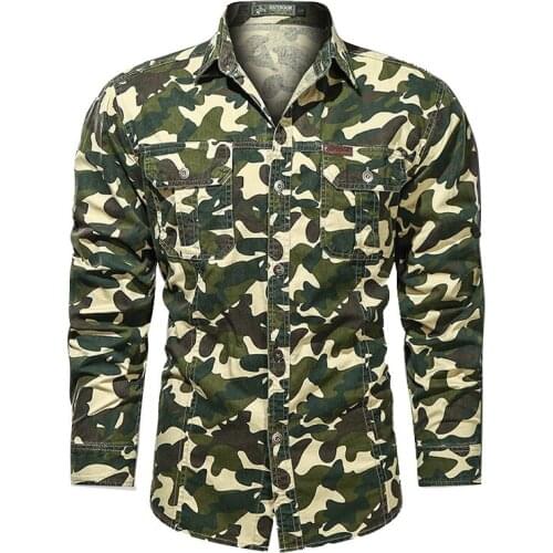 Men Outdoor Camouflage Military Uniform Shirt Breathable Wear-Resistant Cotton Cargo Shirt Climbing Traning Hunting Army Tops