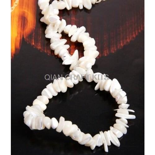 Set of 5 big strands Natural Mother of Pearl Shell Beads Chips 36" Strand creamy or mixed colors (6-12mm beads)