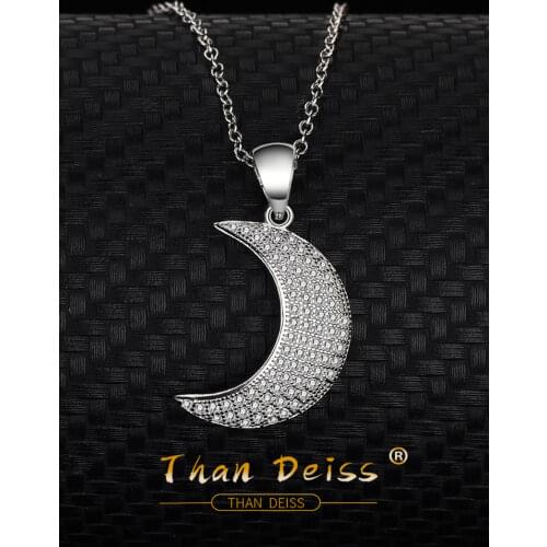S925 Sterling Silver Moon Necklace Micro Inlay Ladies Secklace Simplicity Fashion Jewelry Pendant