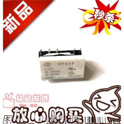 Genuine HF41F 5 12 24-ZS-Zst-HS Ultra-Thin Relay 6A DC5V 12V 24V 5 Feet
