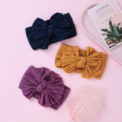 Newborn Kids Handmade Wide Nylon Headbands,Large Knotted Hair Bow Headband,Children Girls Hair Accessories 35pc/lot Bulk Price