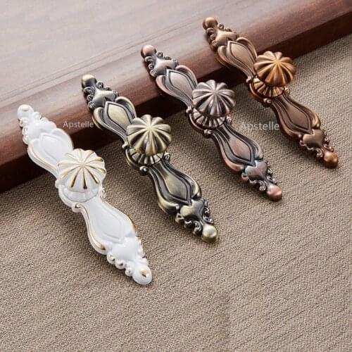 Cupboard Drawer Handle Door Furniture Hardware Antique Ivory White Bronze Cabinet Kitchen Pull Zinc Alloy Knurled