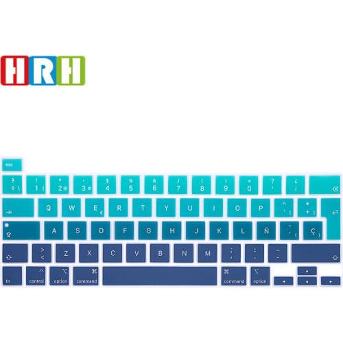 HRH Rainbow Color Silicone Spanish Keyboard Skin Cover For MacBook New Pro 16 2019 A2141 M1 Chip A2338/A2251/A2289 2020