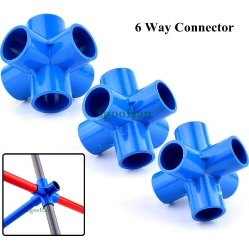 2~50pcs 3D Aquarium Fish Tank 6 Way PVC Pipe Connectors 20~50mm Hydroponic Planting Frame Fittings Irrigation DIY Shelf Joints