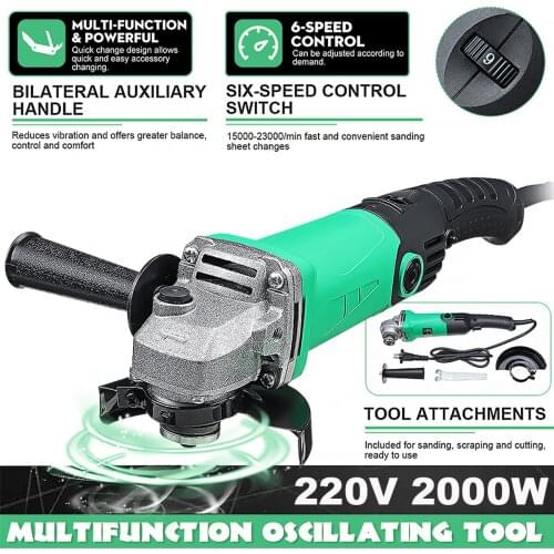 Drillpro 2000W 11000RPM Electric Angle Grinder 6 Speed Machine Cutting Grinding Metal Stone Power Tool Woodworking Carpentry