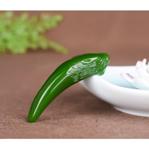 Wolf Tooth Natural Green Jade Pendant Necklace Chinese Hand Carved Charm Jewelry Fashion Accessories Amulet for Men Women Gifts