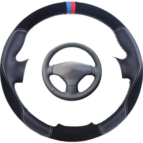 Suede Leather Car Steering Wheel Cover For Peugeot 206 1998-2005 206 SW 2003-2005 206/Custom Steering Wrap braid