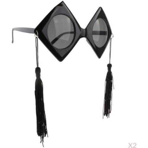 2pcs Fun Black Graduation Cap Glasses Photo Prop Party Sunglasses Eyeglasses