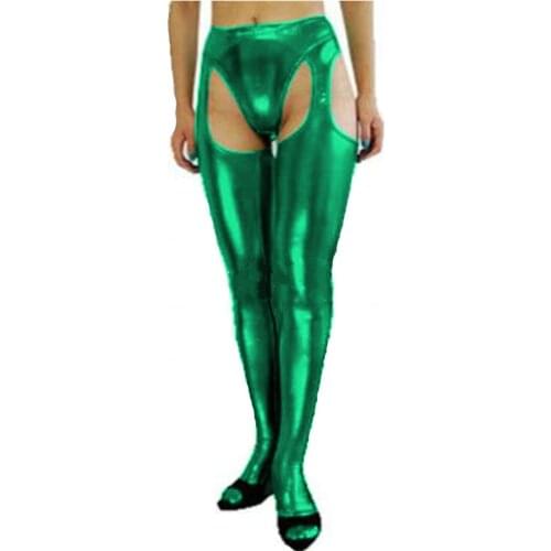 20 Colors Hollow Out Hot Sexy Stockings Women Footed Pencil Leggings Exotic Shiny Metallic Pants Novelty Nightclub Costume