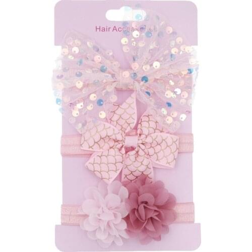 3PC/Set Cute Sequin Bow knot Headband For Head Bands Sweet Baby Childrens series Hair Bands HeadWear Hair Accessories