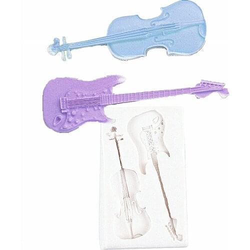 3D Guitar Chocolate Silicone Molds Candy Fondant Jelly Molds Biscuits Mould DIY Kitchen Baking Cake Decoration Tools M826