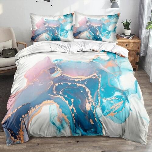 3D Modern Marble Quilt Cover Set Bedding Sets Comforter Covers Pillowcase 3-Piece Duvet Cover Linens Bed Full 140x200 for Home