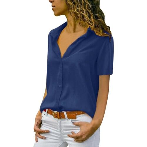 Solid Color Fashion Womens Blouses LooseTrendy Ins T-Shirt Office Ladies Top Plain Short Sleeve Western Style Femme Blouse Top
