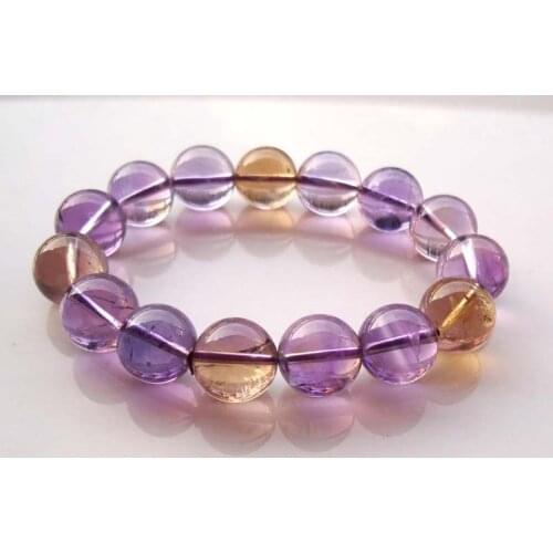 Free Shipping Natural Ametrine 13.5mm~14mm Round Beads Bracelet Women Jewelry Accessories Weddings Parties Birthday Gift