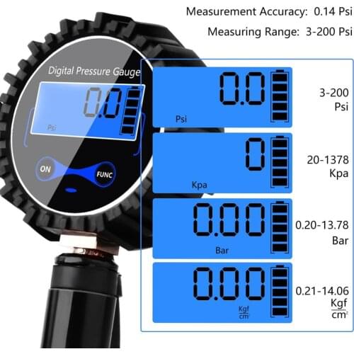 Digital Tire Inflator with Pressure Gauge, 200PSI Air Chuck and Compressor Accessories with Rubber Hose and Quick Connect Plug