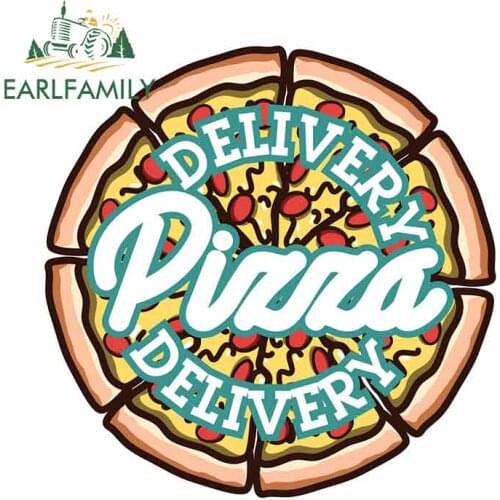 EARLFAMILY 13cm X 13cm for Color Vintage Pizza Delivery Emblem Vector Image Window Car Sticker Waterproof Decoration Decal