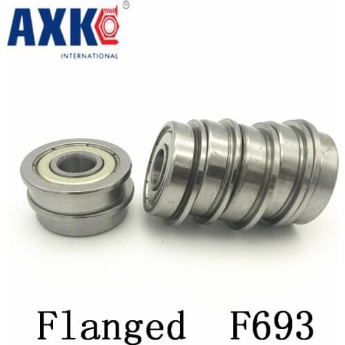 Axk F693zz Flange Bearing 3x8x4 Mm Abec-1 ( 10 Pcs ) Flanged F693 Z Zz Ball Bearings F619/3zz