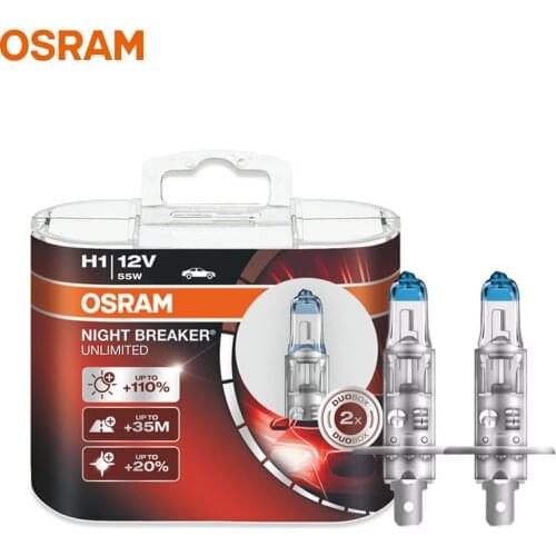 OSRAM H7 H11 H4 H1 H3 HB3 HB4 Night Breaker Unlimited 12V Bright White Car Headlight Genuine Halogen Lamp 3600K 55W (Pair)