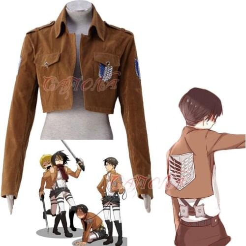 Hot Attack on Titan Eren Jäger Jacket Eren Levil Mikasa Ackerman Cosplay Costume Cool Short Coat Unisex