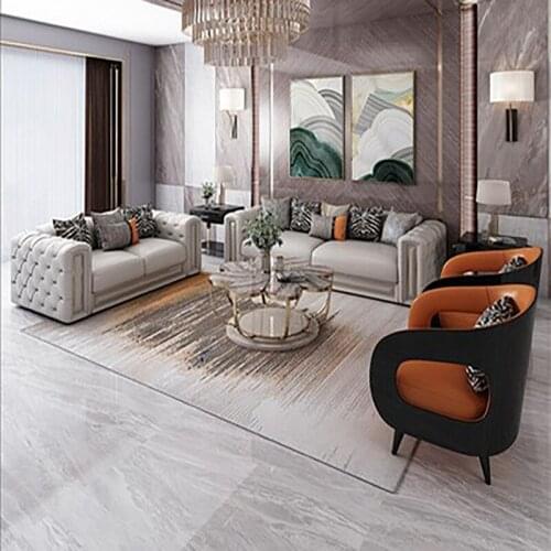 Italian American light luxury leather sofa 123 combination postmodern Italian minimalist luxury living room leather furniture