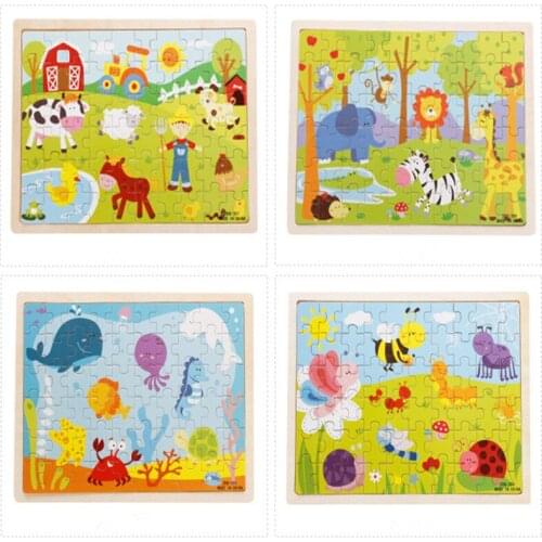 Quality Educational wooden toys wooden animal Jigsaw puzzle parent-child interaction puzzles for children kids Gift toys