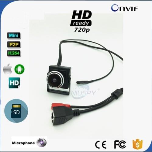 1.78MM Fisheye Lens Wide Angle HD 720P 1.0MP Mini Type IP Camera SD Card Slot Security Camera ONVIF P2P IP CCTV Audio