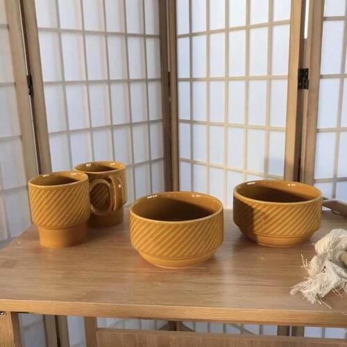 Classical Simplicity style Ceramic Rice Salad Bowl Soup Bowl Round Dish Dinner Plate Tableware cup set Dinner Plate Tableware