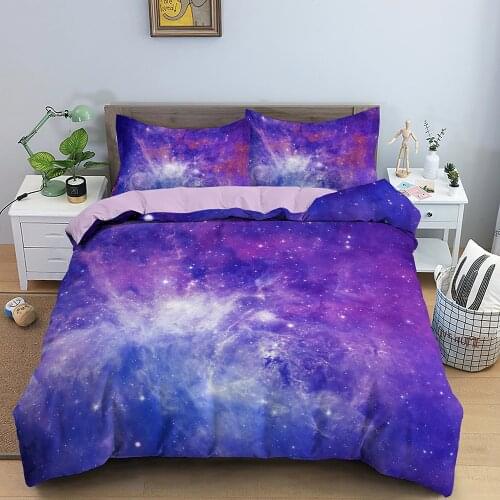 3D Galaxy Duvet Cover Set Single Double Twin/Queen 2/3pcs Kids Girls Bedding sets Universe Outer Space Themed Bed Linen