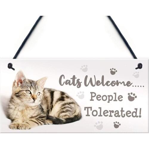 Meijiafei Cat Signs For Home Funny Hanging Cat House Sign Animal Cat Lover Gifts 10" x 5"