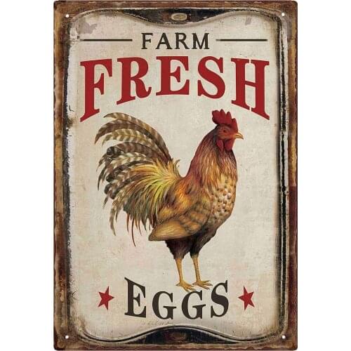 MMOUNT Farm Fresh Eggs Tin Signs Vintage Country Home Kitchen Wall Decor 8x12Inch