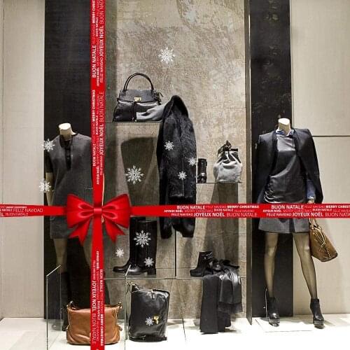 CRNT0010 window sticker Christmas 100% decoration for window shopping stores, without glue, repositionable and reusable at will