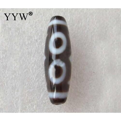 Natural Tibetan - Dzi Beads for making diy Jewelry Oval, three-eyed, Grade AAA, 11x37mm, Hole:Approx 2mm, Sold By PC