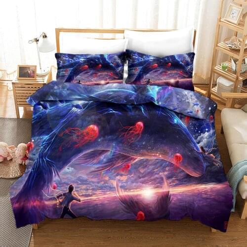 Duvet Cover 3D Beluga flaming horse lion tiger Eagle Animal World Cartoon Bedding Sets Queen Twin Size 2/3pcs PillowCase