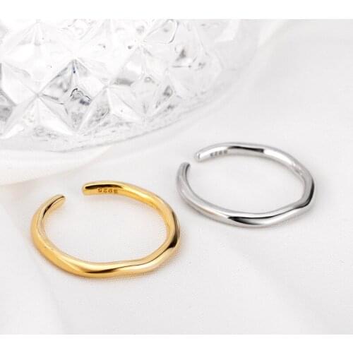 Simple ins hipster niche sterling silver irregular line ring for women gift 925 water ripple open ring