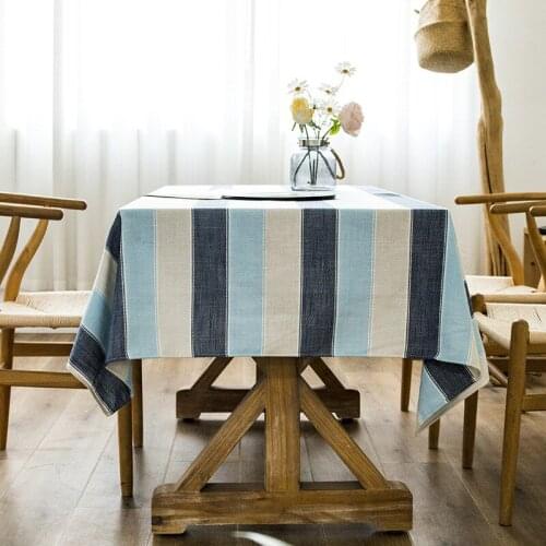 Rectangular Tablecloth Cotton Linen Stripe European Style Banquet Tablecloth Wedding Decoration Tablecloth Table Cover