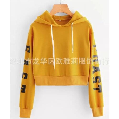 Pullover Spring Summer Sweatshirt Woman European Style Woman Hoodies Crop Top Female Hooded Jumper