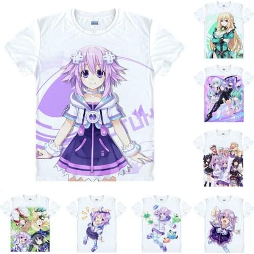 Coolprint Anime Shirt Hyperdimension Neptunia T-Shirts Multi-style Short Neptune Planeptune Sega Noire Cosplay Hentai Shirts