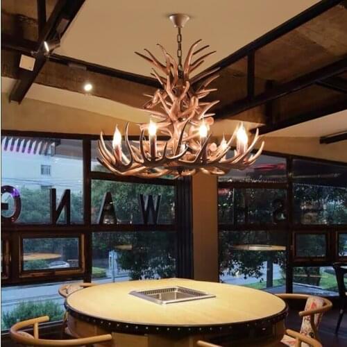 Nordic LED Chandelier Lighting Kitchen Hanging Lamp Antler Pendant Lamp Industrial Buck Deer Horn Bedroom Living Room Fixtures