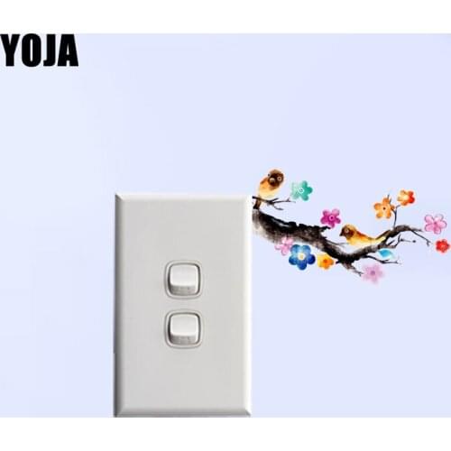 YOJA Mysterious Colored Flowers Birds Decor Wall Switch Sticker Living Room Bedroom Decals 10SS0399