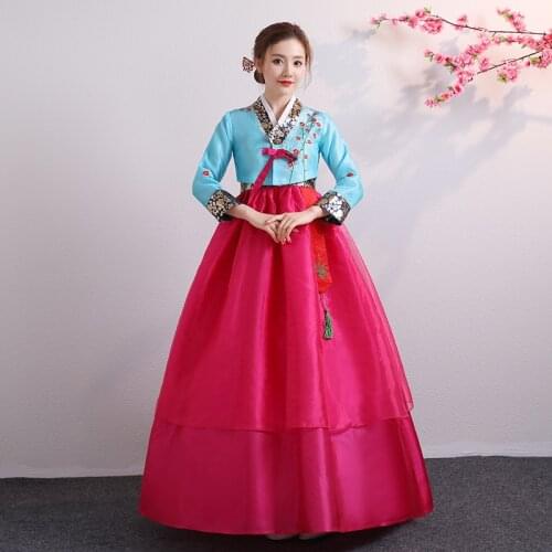 Women Korean Clothing Traditional Vintage Wedding Hanbok Dress Evening Party Dress Hanbok Lady Tunic National Costumes SL1527