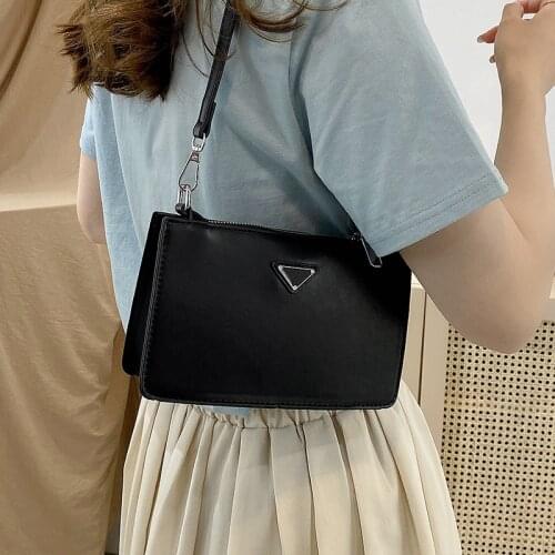 Women Small Leather Square Crossbody Bags Trending Designer Messenger Bag Female Summer Simple Tote Handbags Black Shoulder Bags